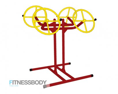 เครื่องออกกำลังกายกลางแจ้ง บริหารแขน-หัวไหล่-มือ (แบบวงล้อคู่)